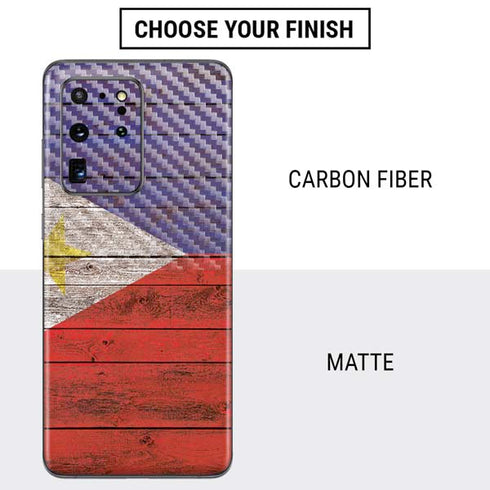 Philippines Flag Dark Wood Galaxy S20 Ultra 5G Skin